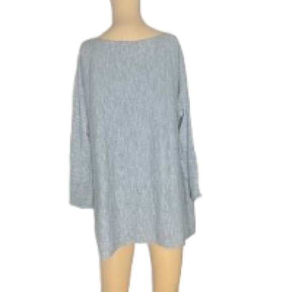Eileen Fisher Knit Top Virgin Merino Wool Hi Low Gray Long Sleeve Top Size Large - Picture 3 of 6